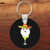 Bowling Bull met Sombrero en Margarita Sport Cin Sleutelhanger (Voorkant)