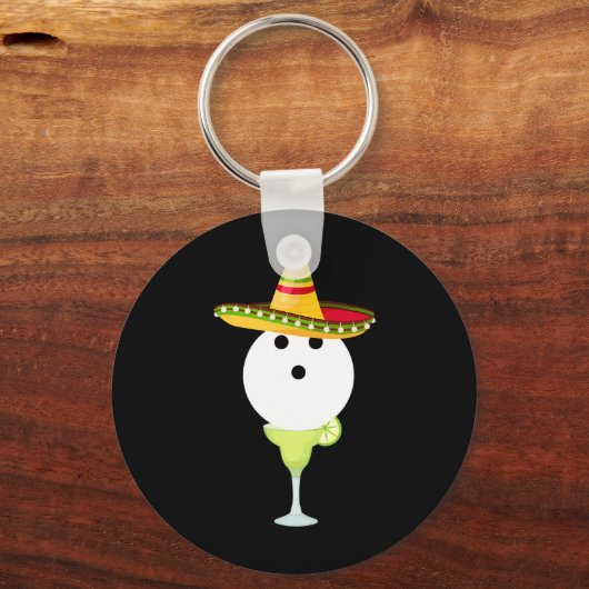 Bowling Bull met Sombrero en Margarita Sport Cin Sleutelhanger (Voorkant)