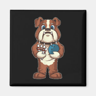 Bowling Bulldog Mascotte Hond Liefhebber Bowler Ca Magneet