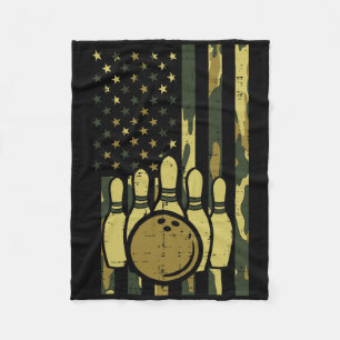 Bowling Camo Amerikaanse Vlag Patriottische Bowler Fleece Deken