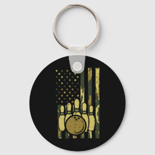 Bowling Camo Amerikaanse Vlag Patriottische Bowler Sleutelhanger