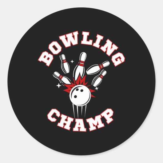 Bowling Champ Champion  Ronde Sticker (Voorkant)