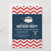 Bowling chevron sport verjaardag jongen uitnodigin kaart (Voorkant)