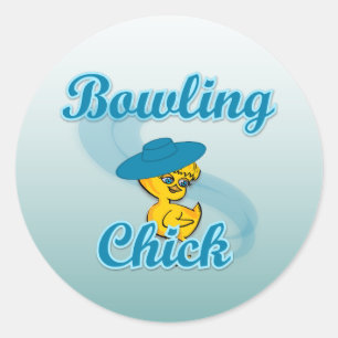 Bowling Chick #3 Ronde Sticker