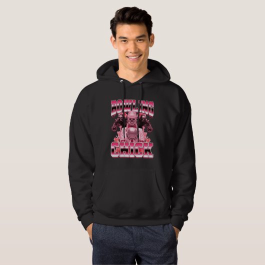 Bowling Chick Bowler 90s Bootleg Style Hoodie (Voorkant volledig)