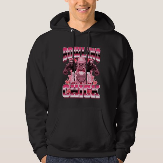 Bowling Chick Bowler 90s Bootleg Style Hoodie (Voorkant)