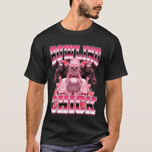 Bowling Chick Bowler 90s Bootleg Style T-shirt (Voorkant)