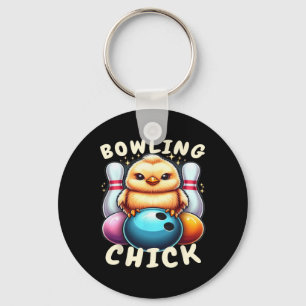 Bowling Chick-en Ten Pin Grappig Vrouwen Bowlen Sleutelhanger