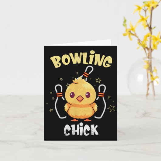 Bowling Chick Funny Chicken Athlete Bowler Mannen  Kaart (Gele Bloem)