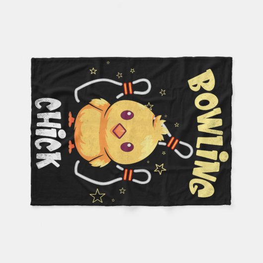 Bowling Chick Funny Chicken Athlete Bowler Men Wom Fleece Deken (Voorkant (Horizontaal))