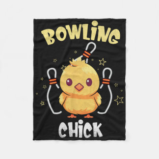 Bowling Chick Funny Chicken Athlete Bowler Men Wom Fleece Deken