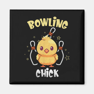 Bowling Chick Funny Chicken Athlete Bowler Men Wom Magneet