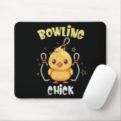 Bowling Chick Funny Chicken Athlete Bowler Men Wom Muismat (Met muis)