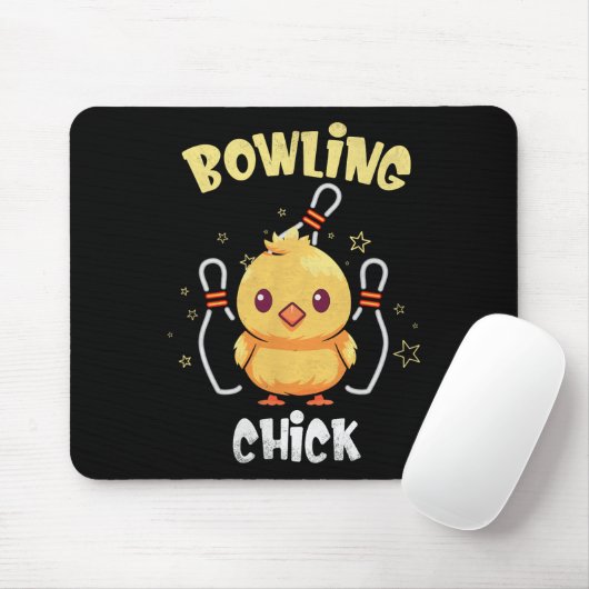 Bowling Chick Funny Chicken Athlete Bowler Men Wom Muismat (Met muis)