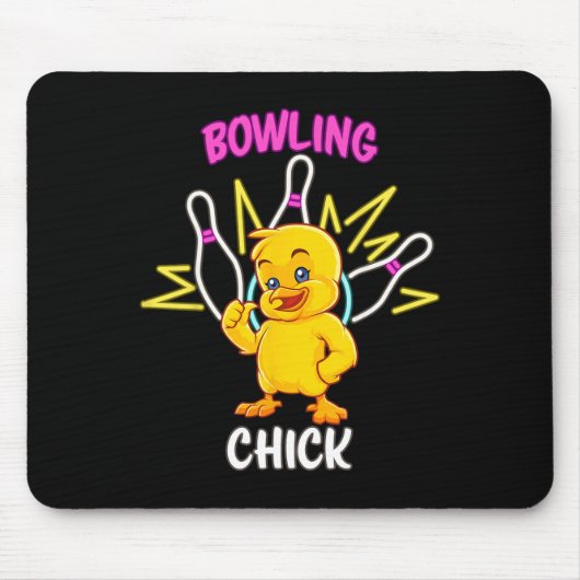 Bowling Chick Funny Chicken Sportatleet Muismat (Voorkant)