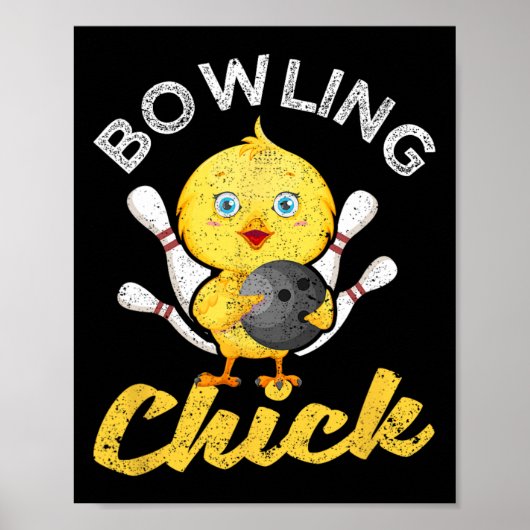 Bowling Chick Grappige Bowlers Vrouwen Lieve Bowle Poster (Voorkant)