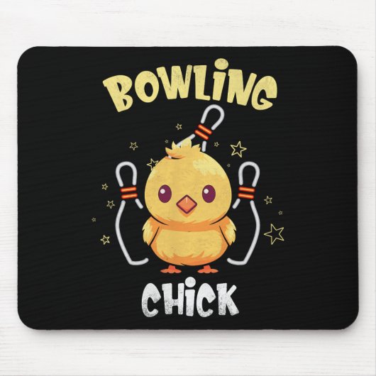 Bowling Chick Grappige Kip Atleet Bowler Mannen Vr Muismat (Voorkant)
