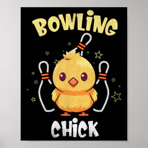 Bowling Chick Grappige Kip Atleet Bowler Mannen Vr Poster