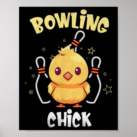 Bowling Chick Grappige Kip Atleet Bowler Mannen Vr Poster (Voorkant)