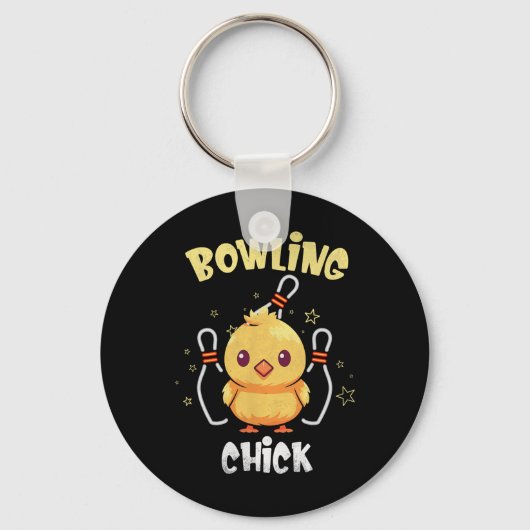 Bowling Chick Grappige Kip Atleet Bowler Mannen Vr Sleutelhanger (Voorkant)