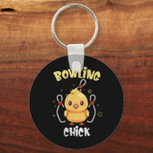 Bowling Chick Grappige Kip Atleet Bowler Mannen Vr Sleutelhanger (Voorkant)