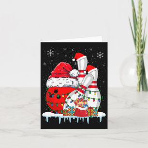 Bowling Christmas Bowling Santa Hat Kerstverlichti Kaart