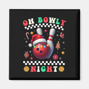 Bowling Christmas Oh Bowly Night Santa Hat Kerstmi Magneet