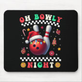 Bowling Christmas Oh Bowly Night Santa Hat Kerstmi Muismat (Voorkant)