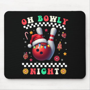 Bowling Christmas Oh Bowly Night Santa Hat Kerstmi Muismat