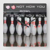 Bowling Clock Vierkante Klok (Voorkant)