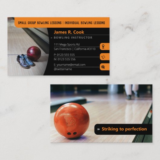 Bowling Coach | Foto Sport Black Visitekaartje (Voorkant / Achterkant)