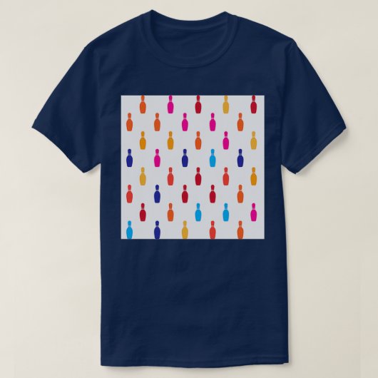 Bowling Colorful Bowling Pins naadloze patroonplaa T-shirt (Design voorkant)