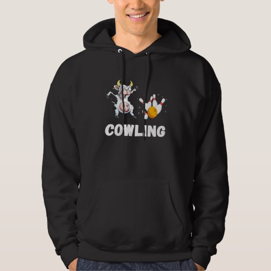 Bowling Cow Funny Bowling Bowler Strike Bowling Te Hoodie (Voorkant)