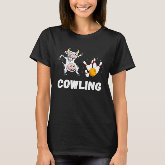 Bowling Cow Funny Bowling Bowler Strike Bowling Te T-shirt (Voorkant)