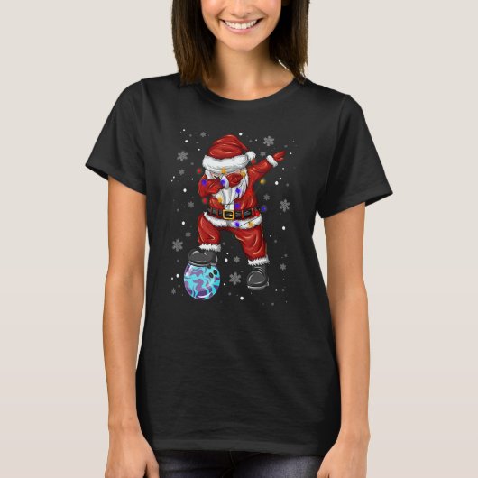 Bowling Dabbing Santa Claus Bowling Player Christm T-shirt (Voorkant)