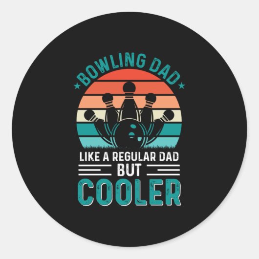 Bowling Dad Ronde Sticker (Voorkant)