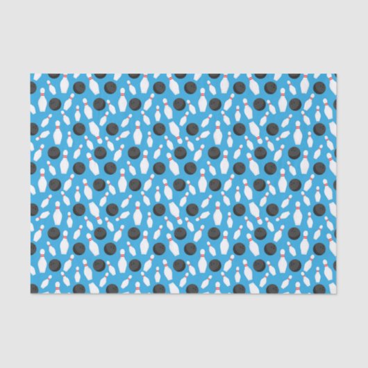 Bowling Decoupage Verjaardagsfeestje Blauw Tissuepapier (Voorkant)