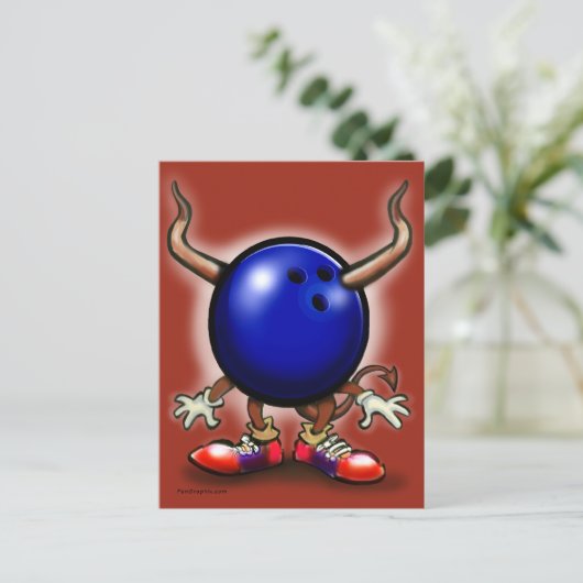 Bowling Demon Briefkaart (Staand voorkant)