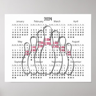 Bowling Design 2024 Kalender Poster