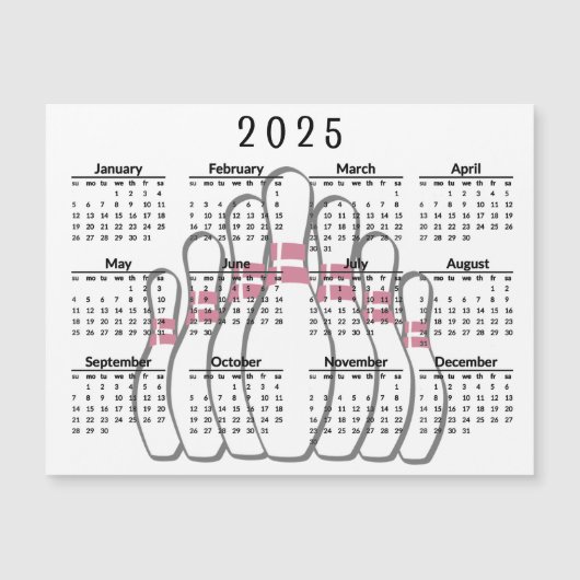 Bowling Design 2025 Agenda Magnetische Kaart (Voorkant)