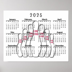 Bowling Design 2025 Kalender Poster