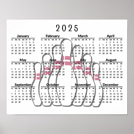 Bowling Design 2025 Kalender Poster (Voorkant)