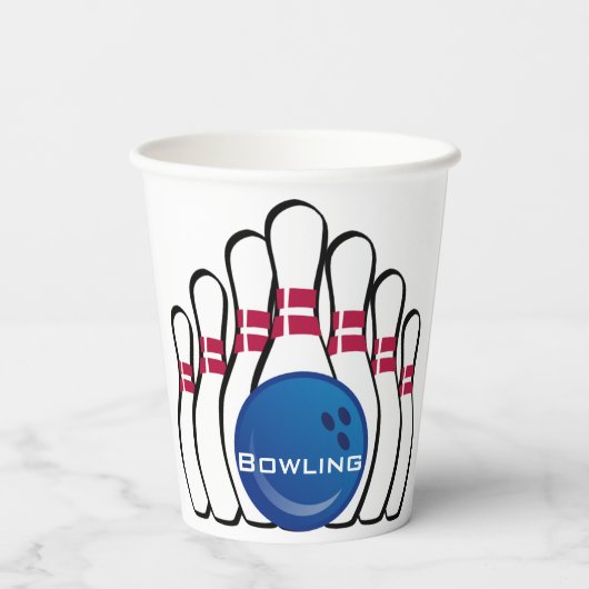 Bowling Design Cup Papieren Bekers (Achterkant)