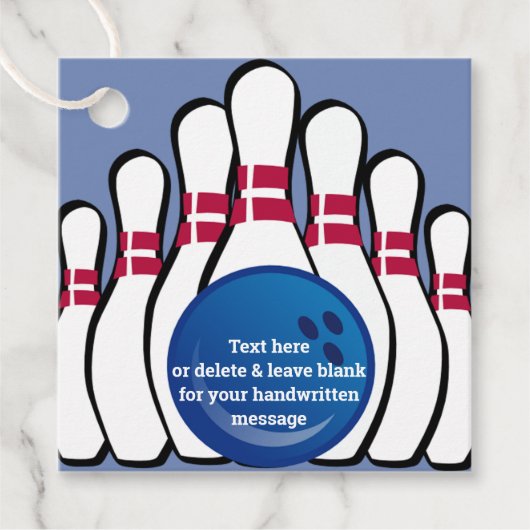 Bowling Design Favor Kaart Bedankjes Labels (Voorkant)