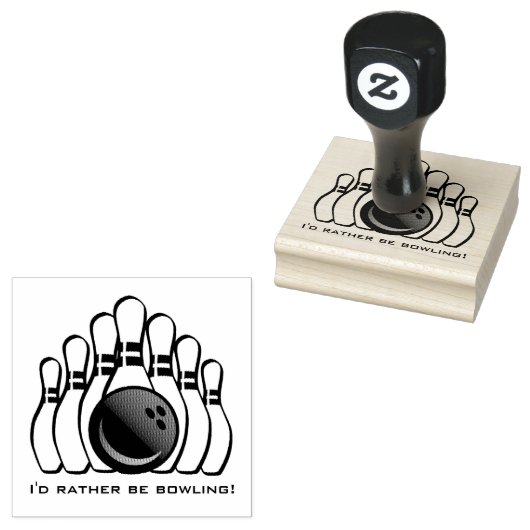 Bowling Design Wooden Stempel (Gestempeld)