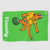 Bowling Dinosaur Cartoon Gepersonaliseerde Bowlers Golfhanddoek (Horizontaal)