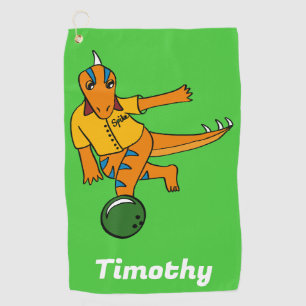 Bowling Dinosaur Cartoon Gepersonaliseerde Bowlers Golfhanddoek