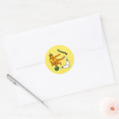 Bowling Dinosaur Cartoon Gepersonaliseerde Bowlers Ronde Sticker (Envelop)
