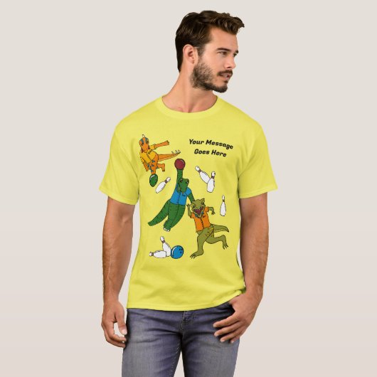 Bowling Dinosaurs Cartoons Gepersonaliseerde Bowle T-shirt (Voorkant volledig)