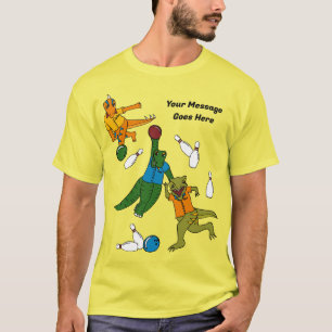 Bowling Dinosaurs Cartoons Gepersonaliseerde Bowle T-shirt
